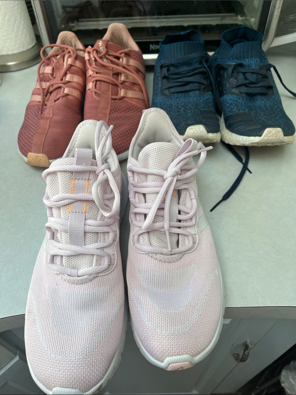 Adidas  Women's Light Pink Knit, Blue & Darker Pink